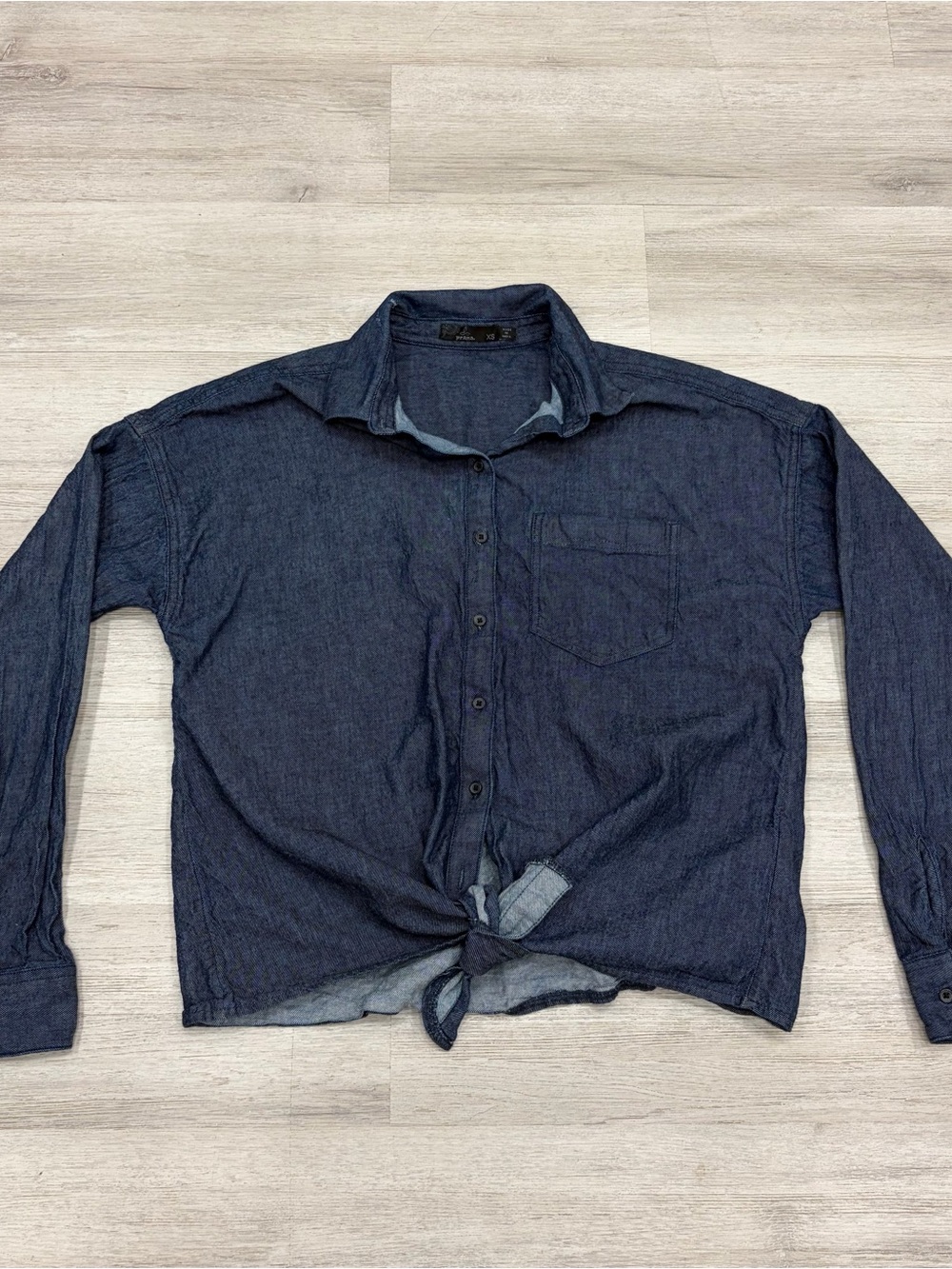 Prana Organic Cotton Ediza Chambray Denim Button-Down Shirt XS